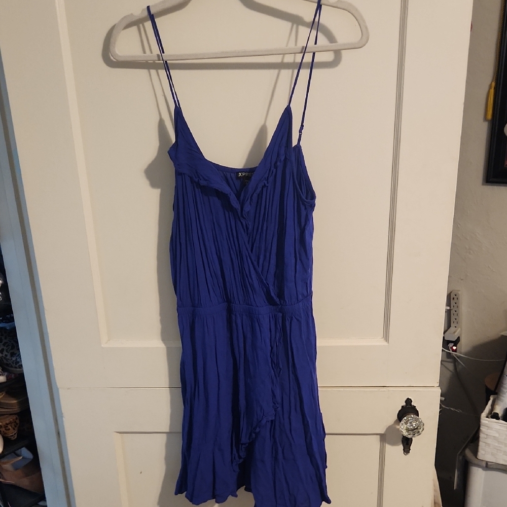 Express Blue Pleated Dress
